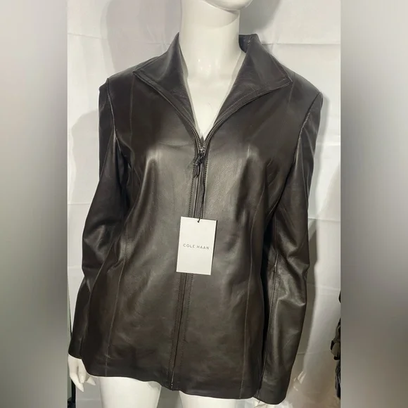 Cole haan lambskin leather scuba jacket sales